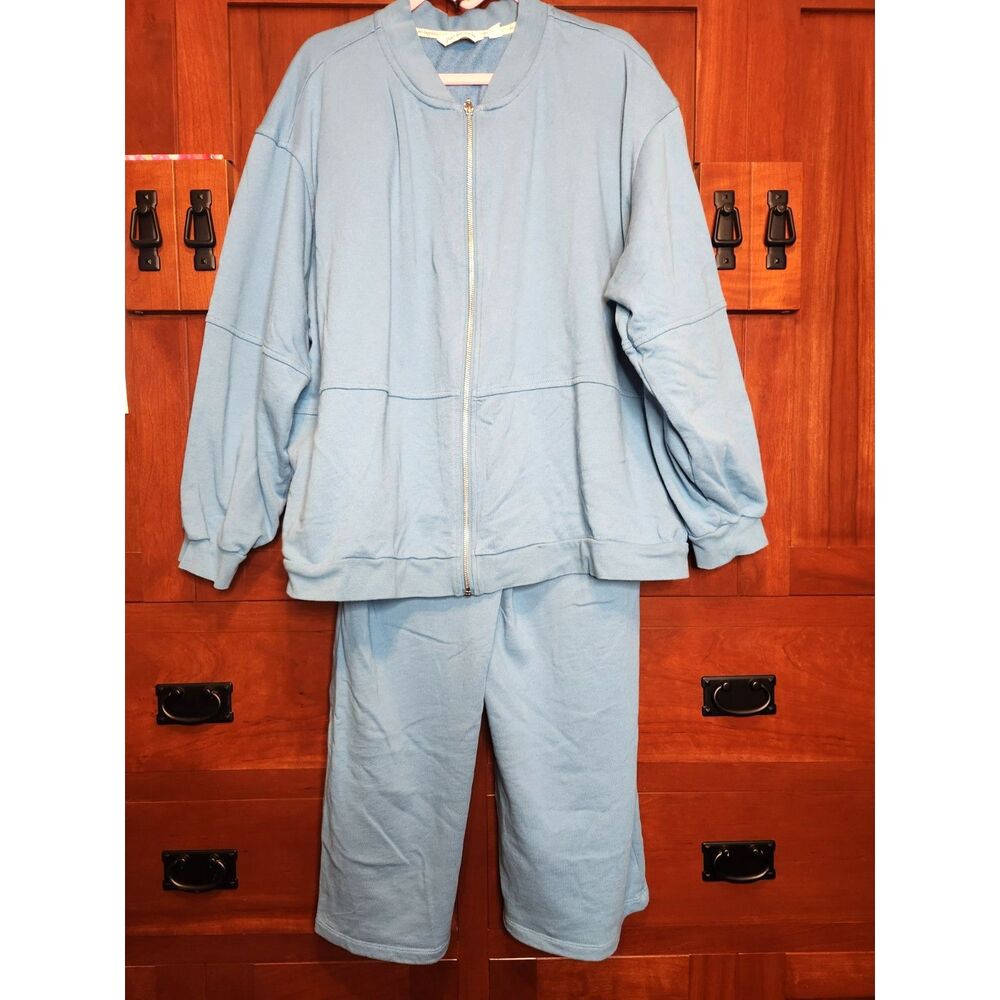 Peace Love World Light Blue Lounge Wear 2-piece Set Womens Top 2X Bottoms 1XP